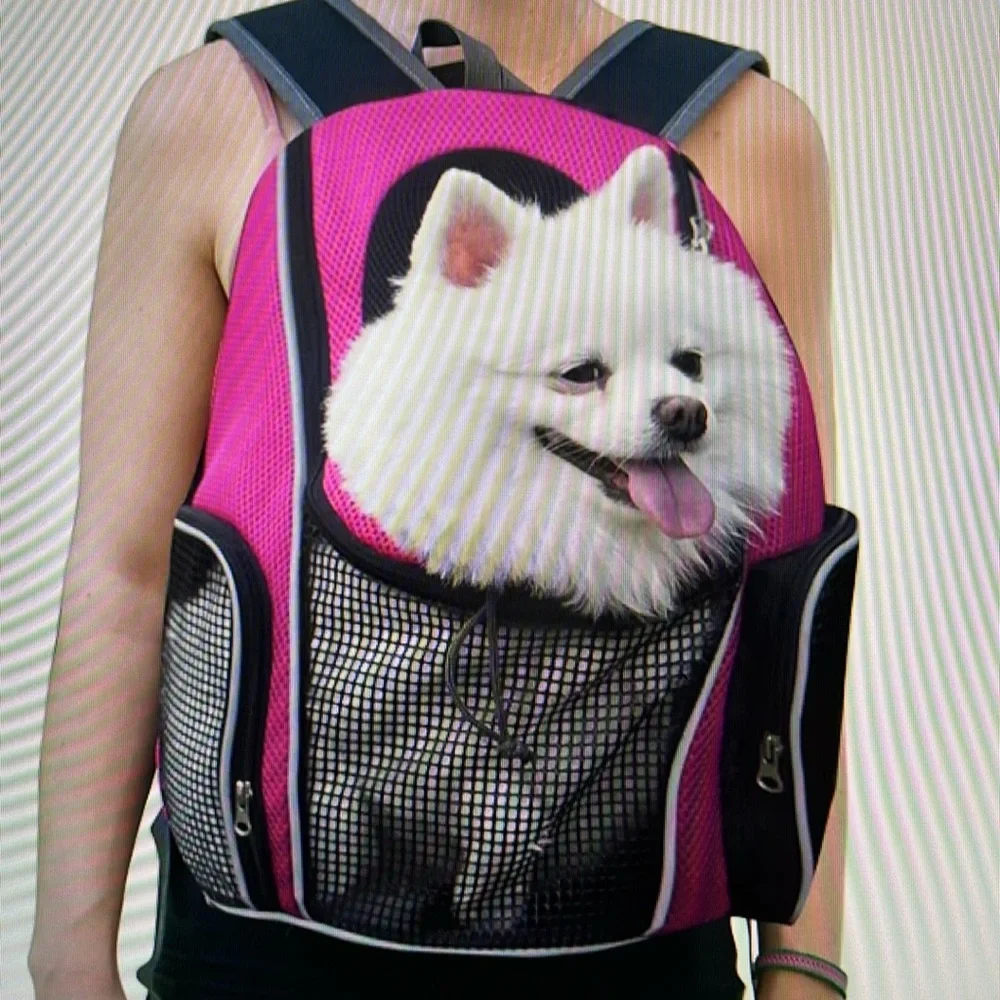 Pet Carrier Backpack, Pet Front or Back Dog/Cat Carrier, Sz Medium Pink